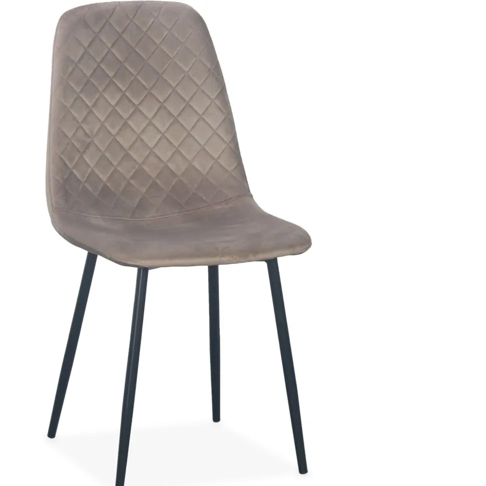 Lot de 8 chaises matelassées Norway Pieds Noir et Velours Taupe