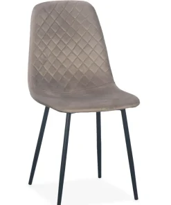 Lot de 8 chaises matelassées Norway Pieds Noir et Velours Taupe