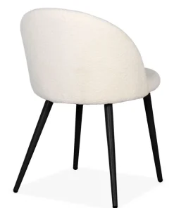 Lot de 2 chaises Maury Métal noir et Tissu bouclette Crème