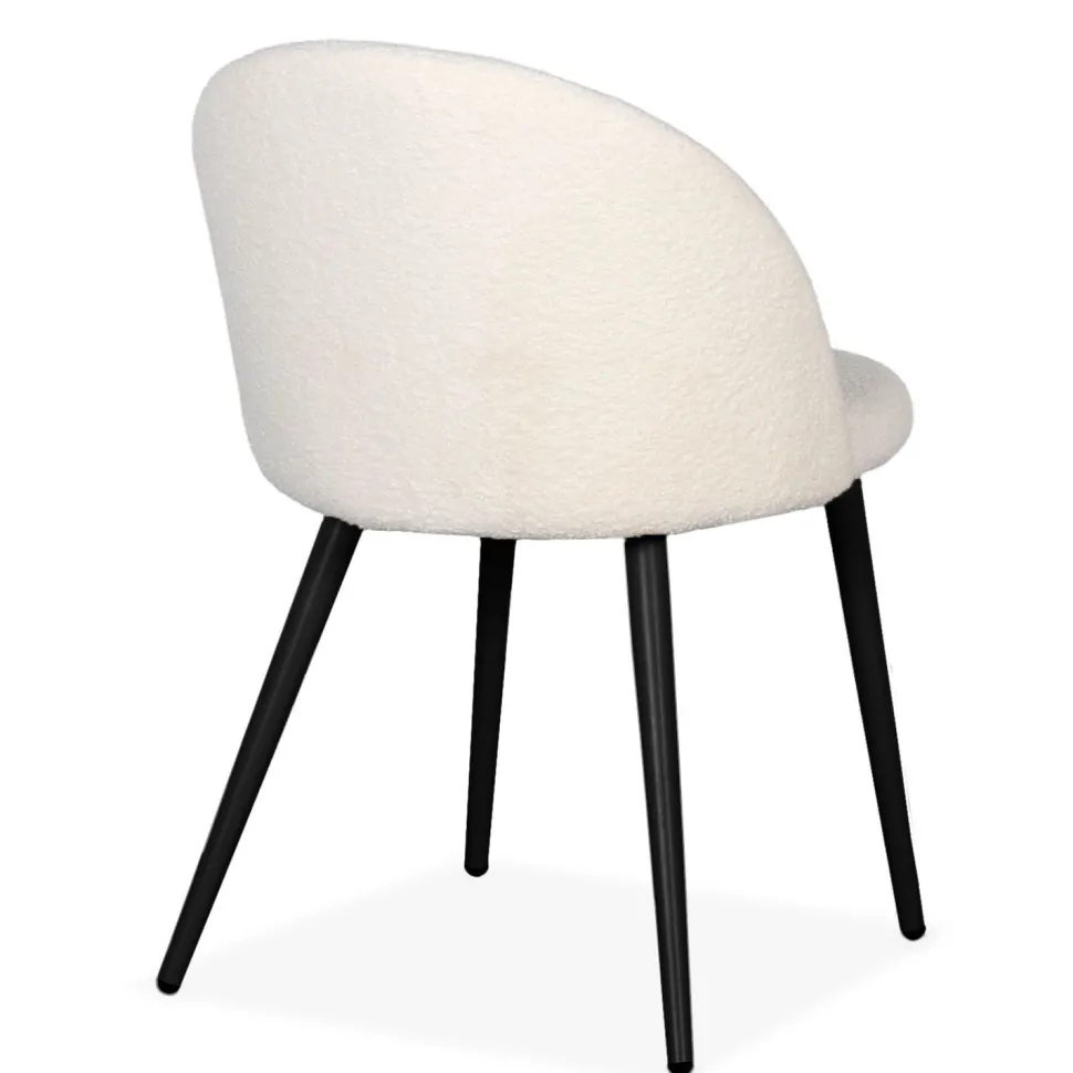 Lot de 2 chaises Maury Métal noir et Tissu bouclette Crème