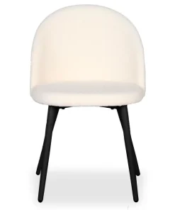 Lot de 2 chaises Maury Métal noir et Tissu bouclette Crème