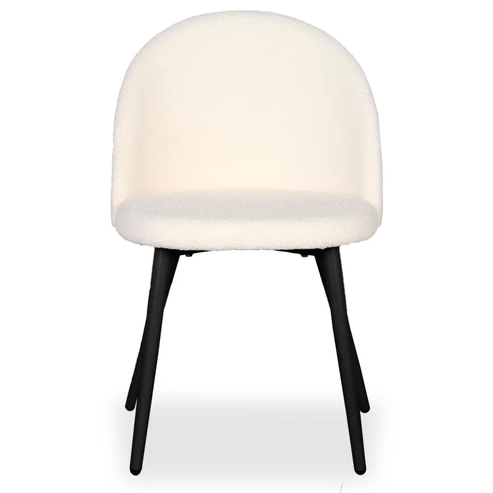 Lot de 2 chaises Maury Métal noir et Tissu bouclette Crème