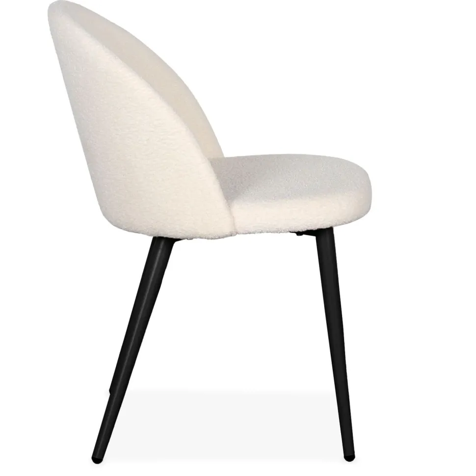 Lot de 2 chaises Maury Métal noir et Tissu bouclette Crème