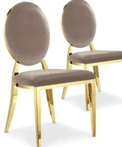 Lot de 2 chaises médaillon Sofia velours Taupe