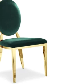 Lot de 8 chaises médaillon Sofia Pieds Or Velours Vert