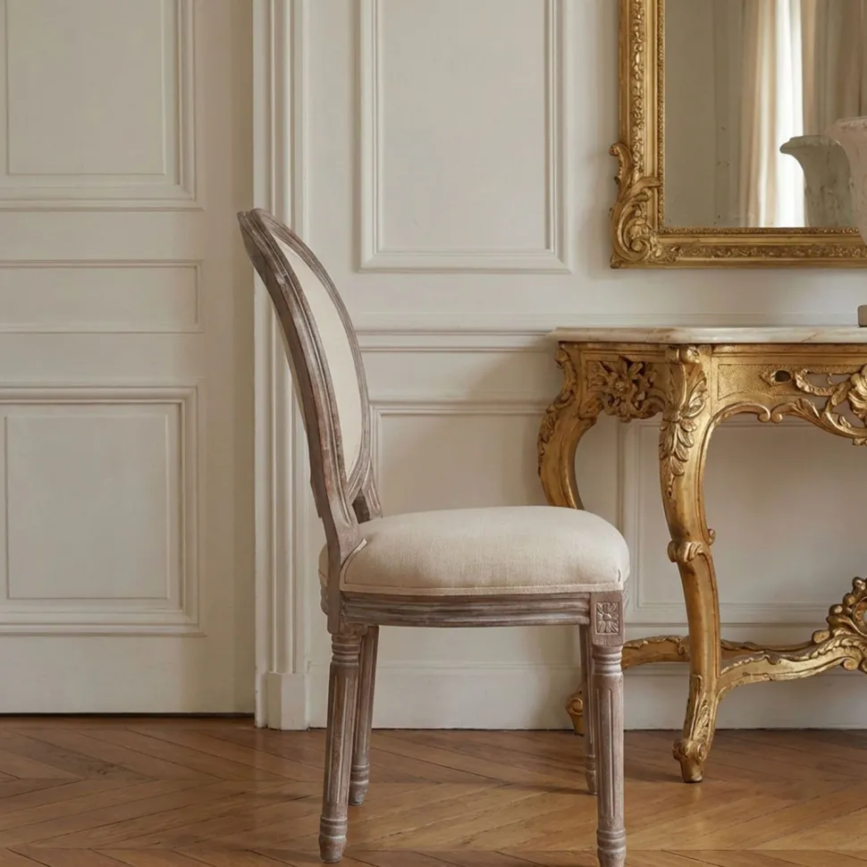 Lot de 20 chaises médaillon Louis XVI Tissu Beige