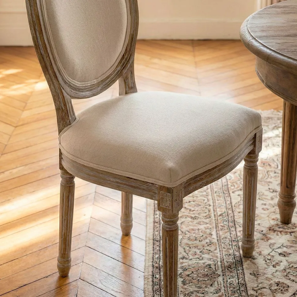 Lot de 20 chaises médaillon Louis XVI Tissu Beige