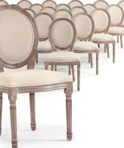 Lot de 20 chaises médaillon Louis XVI Tissu Beige