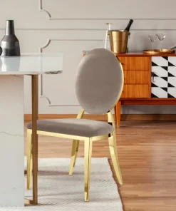 Lot de 4 chaises médaillon Sofia Pieds Or Velours Taupe