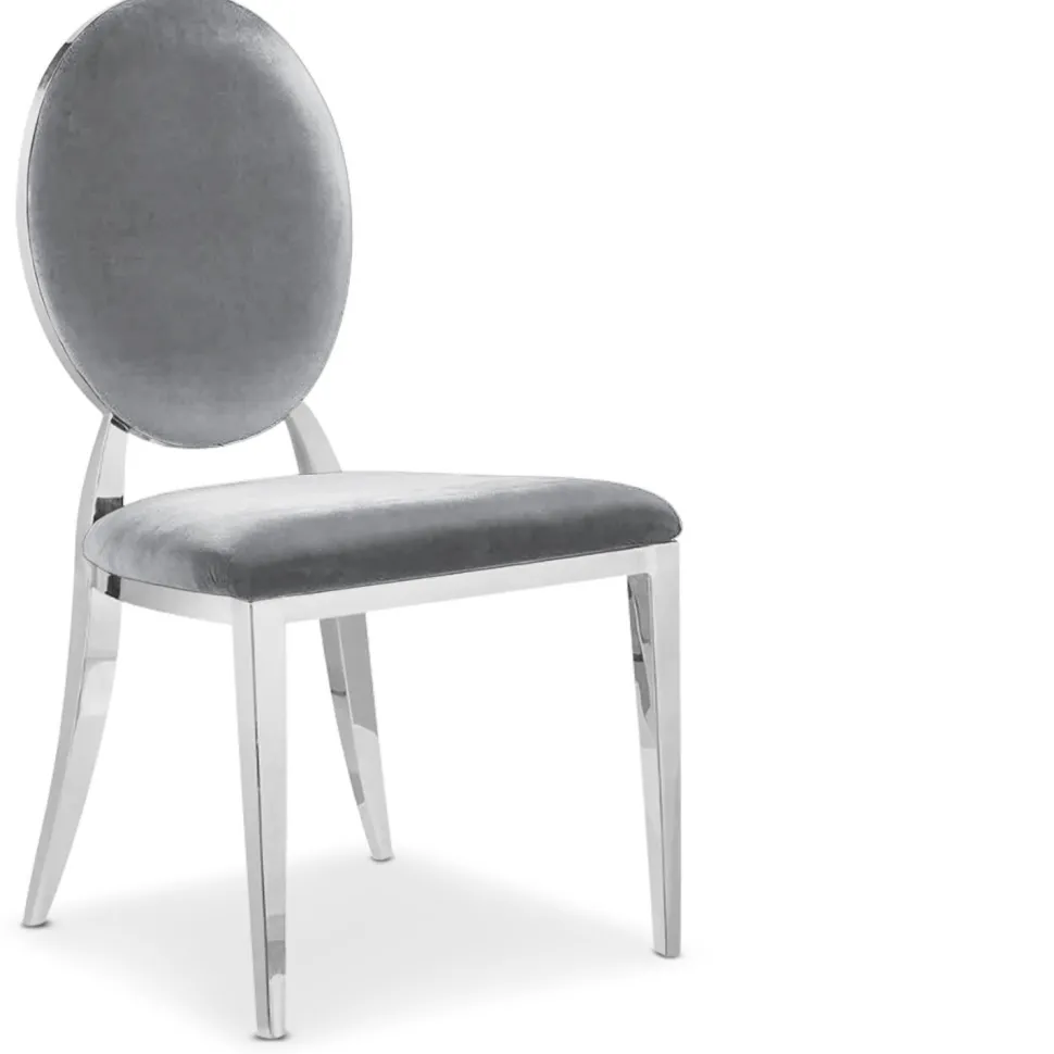 Lot de 6 chaises médaillon Sofia Velours Argent