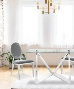 Lot de 6 chaises médaillon Sofia Velours Argent
