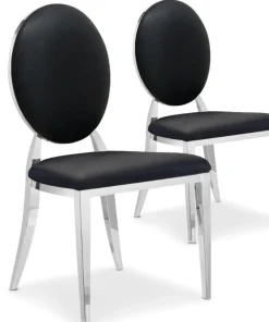 Lot de 2 chaises médaillon Sofia Simili Noir