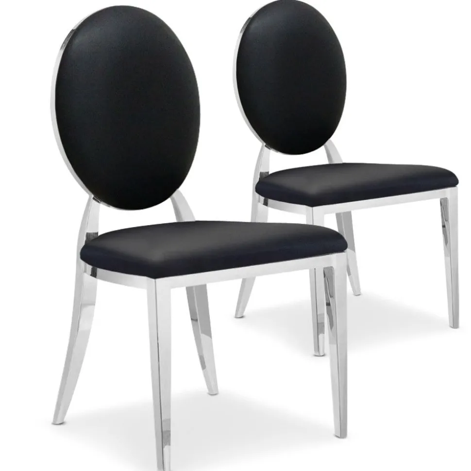 Lot de 2 chaises médaillon Sofia Simili Noir