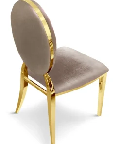 Lot de 6 chaises médaillon Sofia Pieds Or Velours Taupe