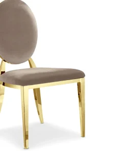 Lot de 6 chaises médaillon Sofia Pieds Or Velours Taupe