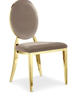 Lot de 6 chaises médaillon Sofia Pieds Or Velours Taupe