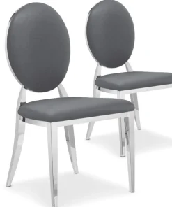 Lot de 2 chaises médaillon Sofia Simili Gris