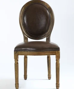 Lot de 2 chaises médaillon Louis XVI Bois massif patiné Or et Simili (P.U) Marron