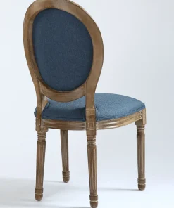 Lot de 2 chaises médaillon Louis XVI Bois massif patiné et Tissu Bleu