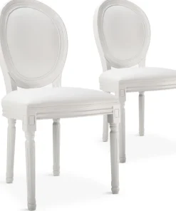 Lot de 2 chaises médaillon Louis XVI Bois massif et Simili (P.U) Blanc