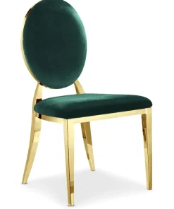 Lot de 4 chaises médaillon Sofia Pieds Or Velours Vert