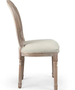 Lot de 2 chaises médaillon Louis XVI Bois massif patiné avec cannage et Tissu Beige