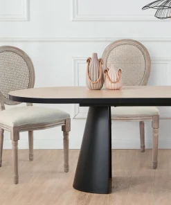 Lot de 2 chaises médaillon Louis XVI Bois massif patiné avec cannage et Tissu Beige