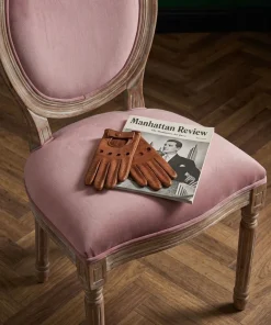 Lot de 2 chaises médaillon Louis XVI Bois massif patiné et Velours Rose poudré
