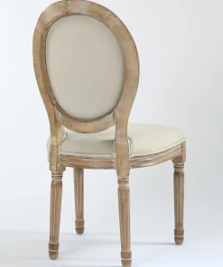 Lot de 2 chaises médaillon style Louis XVI Bois massif patiné clair et Tissu Beige