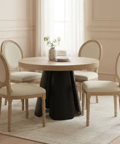 Lot de 2 chaises médaillon style Louis XVI Bois massif patiné clair et Tissu Beige