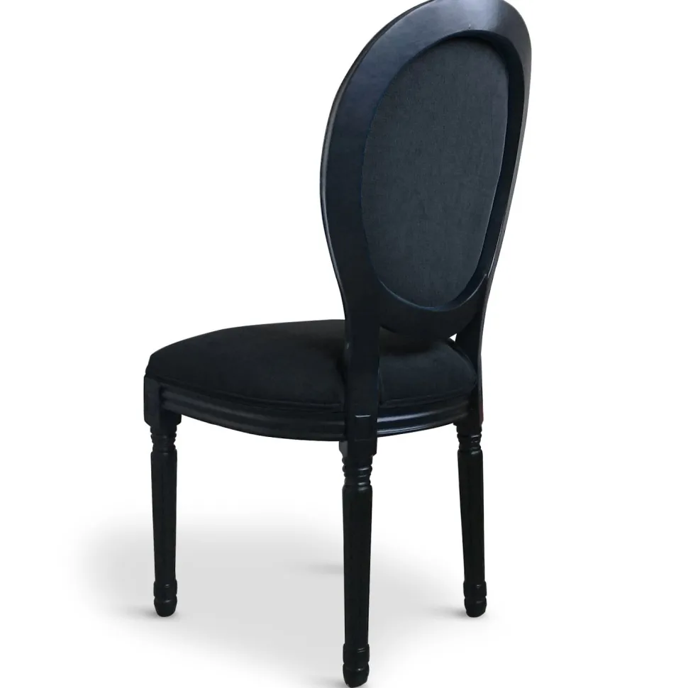 Lot de 20 chaises médaillon Louis XVI Black Velours Noir