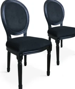Lot de 20 chaises médaillon Louis XVI Black Velours Noir