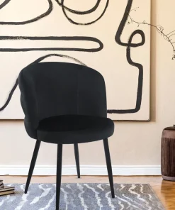 Lot de 2 chaises modernes matelassées Malawi Velours Noir