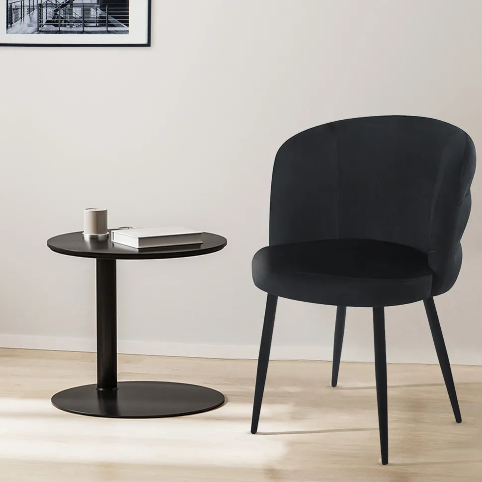 Lot de 2 chaises modernes matelassées Malawi Velours Noir