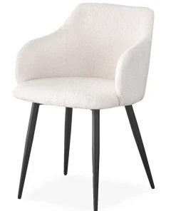 Lot de 2 chaises Paoline Tissu Bouclette Crème