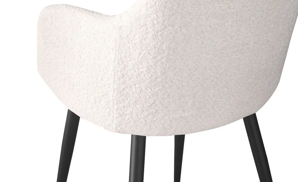 Lot de 4 chaises Paoline Tissu Bouclette Crème