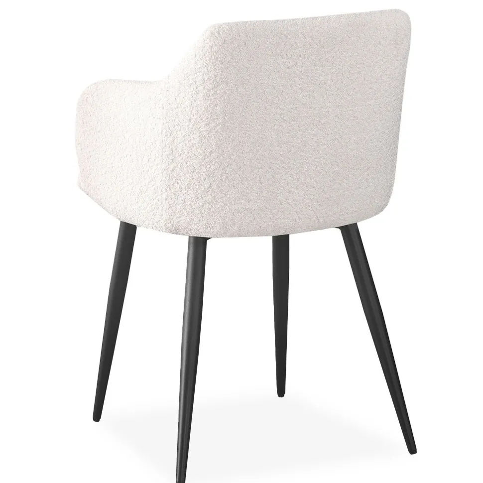 Lot de 4 chaises Paoline Tissu Bouclette Crème
