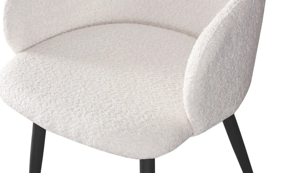Lot de 4 chaises Paoline Tissu Bouclette Crème