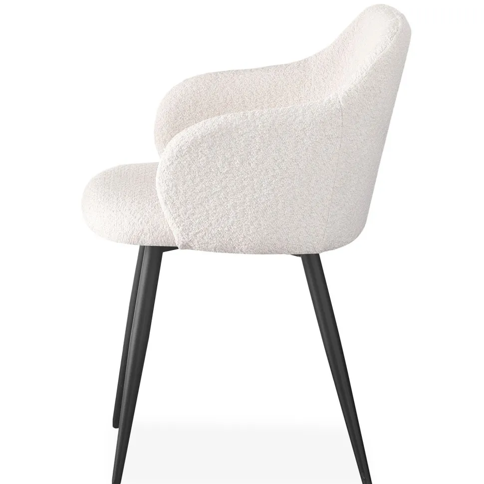 Lot de 6 chaises Paoline Tissu Bouclette Crème