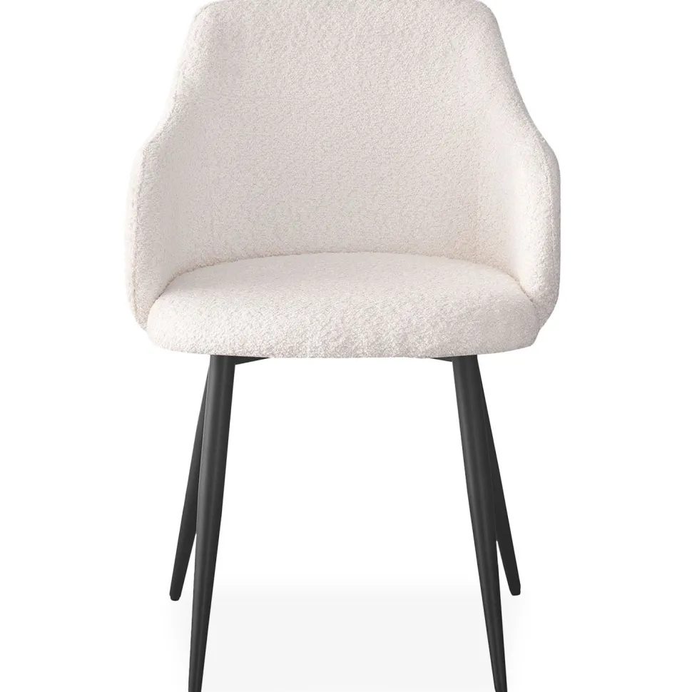 Lot de 6 chaises Paoline Tissu Bouclette Crème