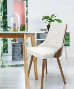 Lot de 6 chaises scandinaves Lalix Bois Noisette et Blanc