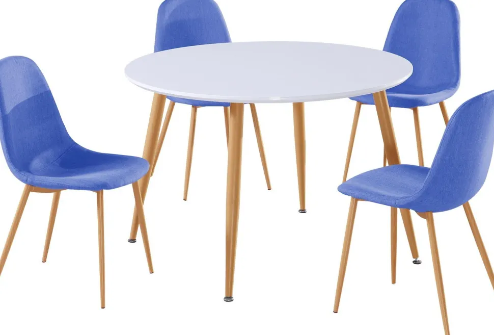 Lot de 4 chaises scandinaves Gao Tissu Bleu