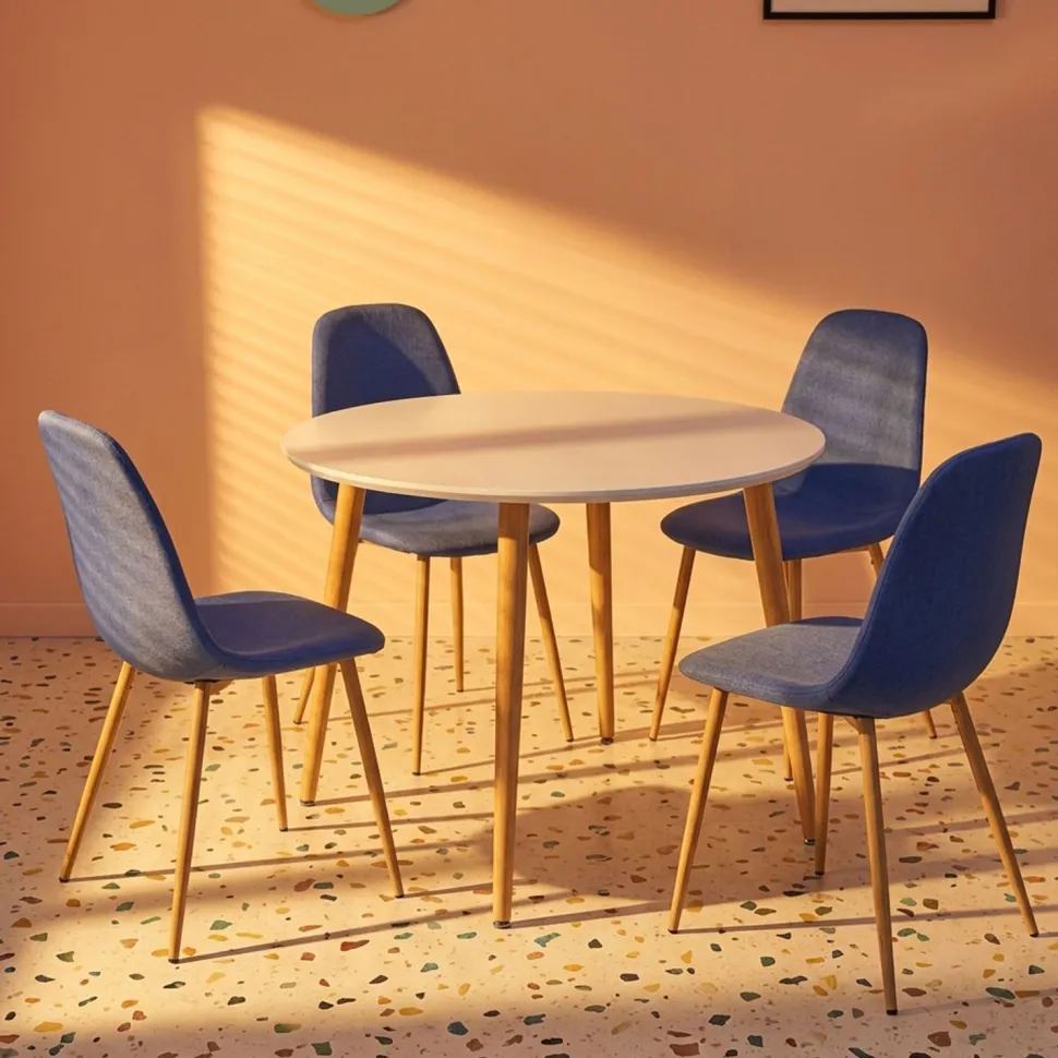Lot de 4 chaises scandinaves Gao Tissu Bleu
