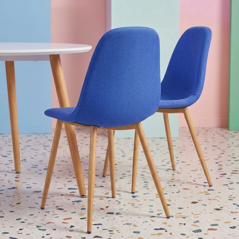 Lot de 4 chaises scandinaves Gao Tissu Bleu
