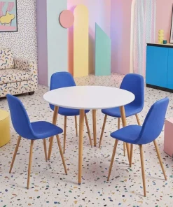 Lot de 4 chaises scandinaves Gao Tissu Bleu