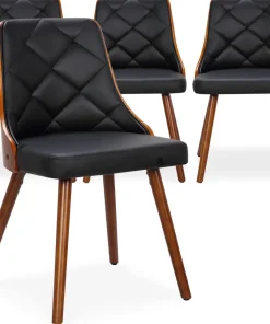 Lot de 4 chaises scandinaves Lalix Bois Noisette et Noir
