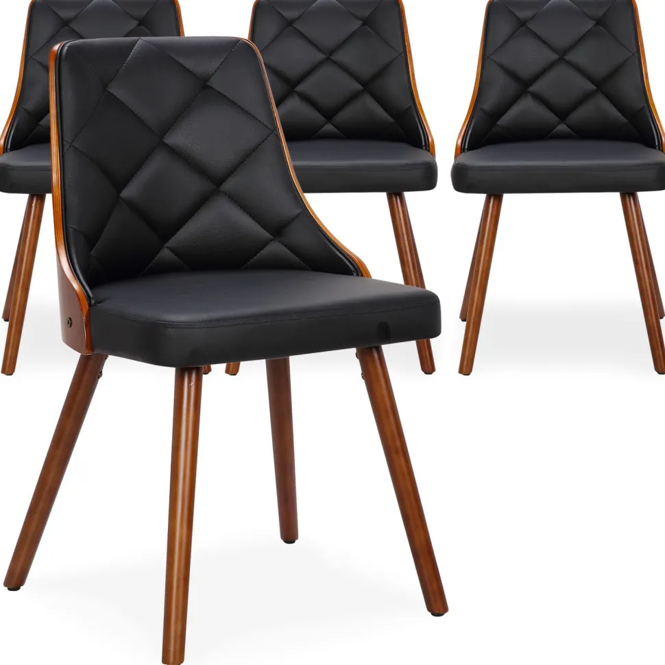 Lot de 4 chaises scandinaves Lalix Bois Noisette et Noir