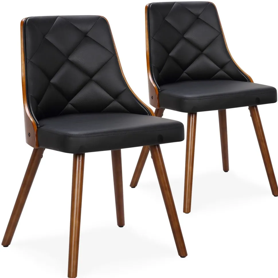 Lot de 2 chaises scandinaves Lalix Bois Noisette et Noir