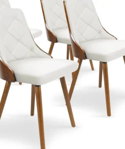 Lot de 4 chaises scandinaves Lalix Bois Noisette et Blanc
