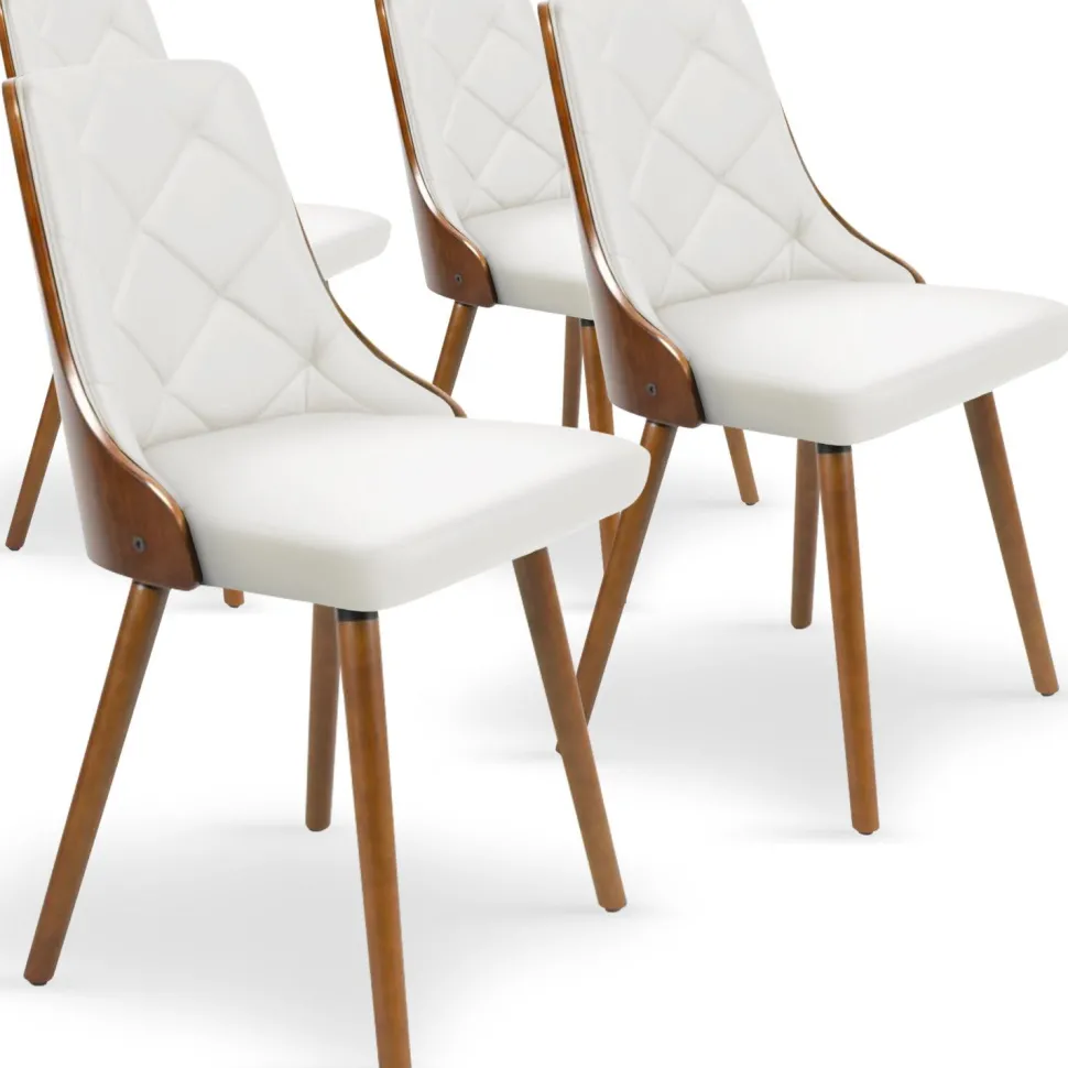 Lot de 4 chaises scandinaves Lalix Bois Noisette et Blanc